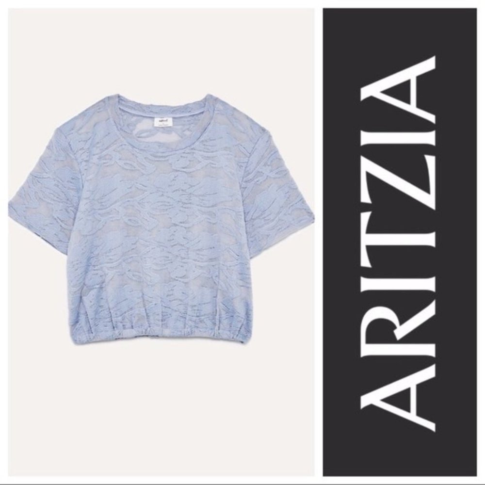 WILFRED Blue Lace Piaf Crop Top T-shirt